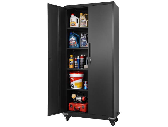 Armoire à dossiers VEVOR\, 184\,5 cm\, armoire métallique avec 4 étagères réglables\, 2 portes magnétiques et 2 clés\, armoire à outils pour le rangement des outils dans le cellier\, l'entrepôt\, la cave ou le bureau