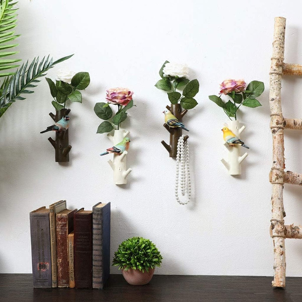 Wandkapstok met vogel, bloem en tak ontwerp voor decoratie en ophangen
