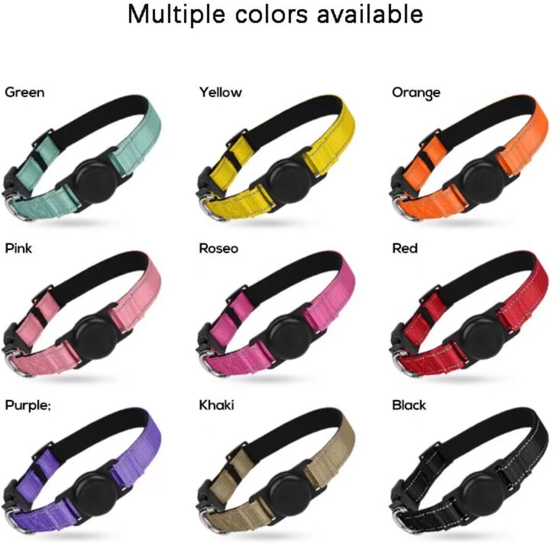 INF GPS Tracker Kompatibles Haustierhalsband – Anti-Verlust, Reflektierend, Verstellbar & Weich Gepolstert für Kleine bis Khaki