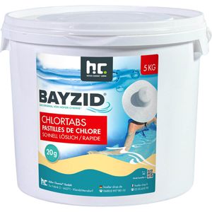 Höfer-Chemie Chlor BAYZID organisch schnell lösliche Tabletten, für Pools, 56 % Chlorgehalt, 250 x 20 g, Eimer 5 kg