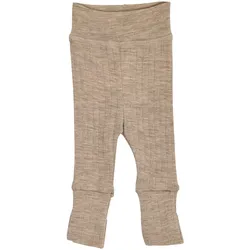 Müsli Wollhose mit Klappfuß Rippqualität Merinowolle, beige, 56