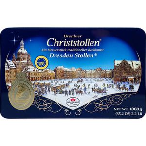 Dr.Quendt Stollen Dresdner Christstollen, in edler Metallbox, mit Rosinen, 1000g