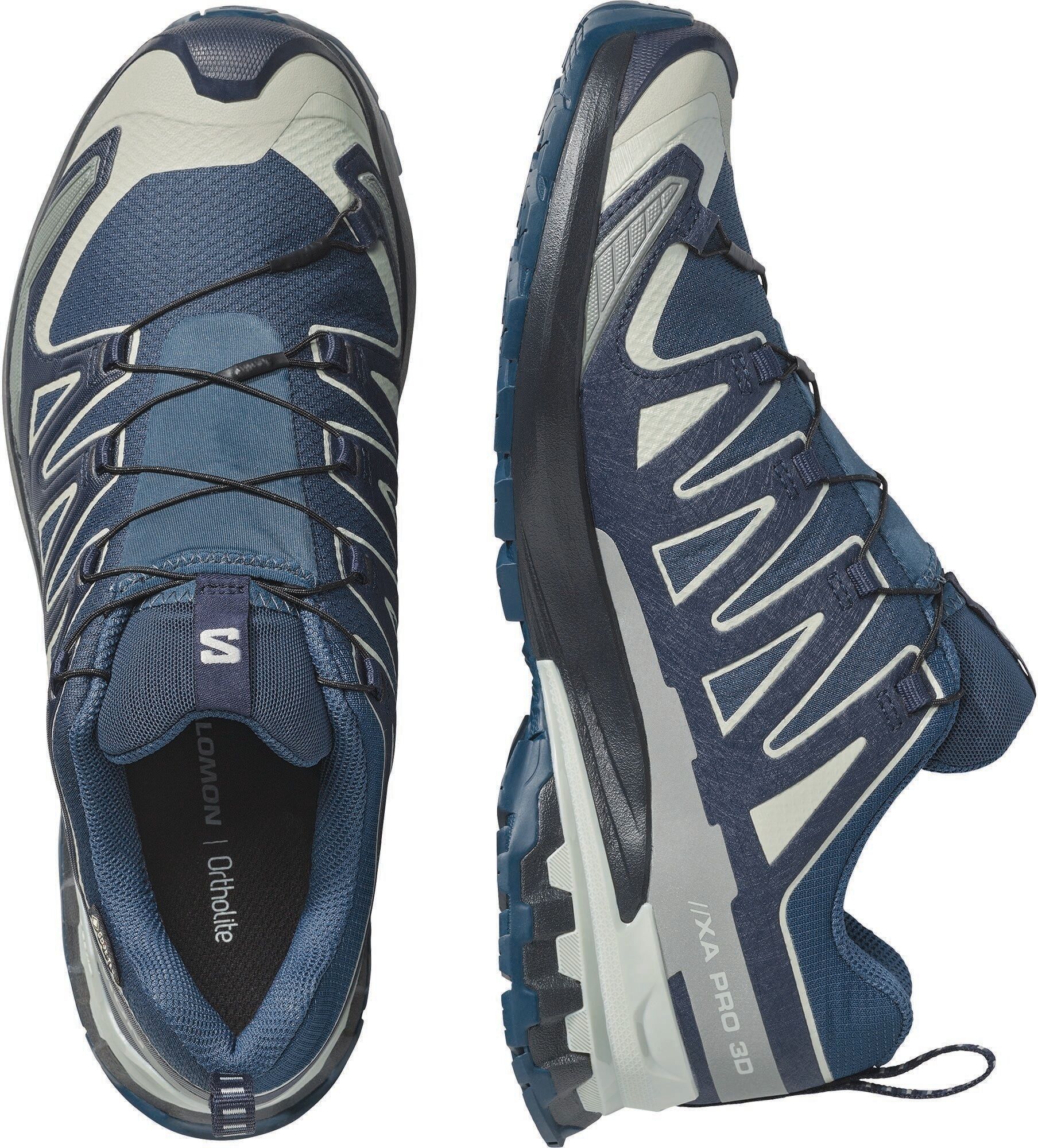 Trailrunningschuh SALOMON "XA PRO 3D V9 GORE-TEX", Herren, Gr. 43, spellbound, maritime blau, wrought iron, Synthetik, Textil, Schuhe Trailrunningschuh, wasserdicht spellbound, maritime blau, wrought iron 43