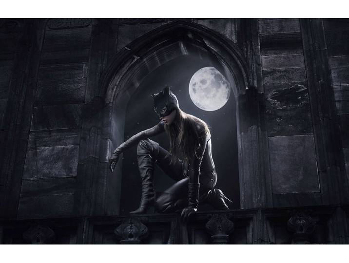 Fototapete PAPERMOON CAT WOMAN-SUPERHELDIN , bunt, B:2,5m L:1,86m, Vlies, Tapeten, Fototapete