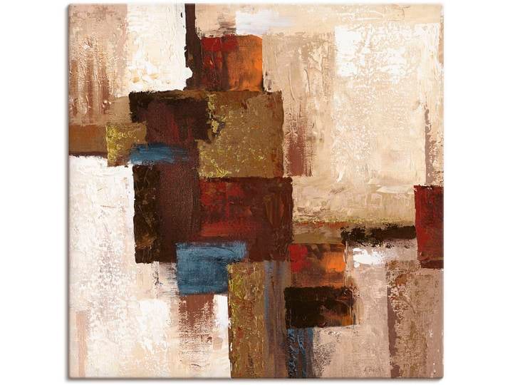 Leinwandbild ARTLAND Karos Abstrakt I , beige (farbe bild(er): naturfarben), B:50cm H:50cm, Bilder, Leinwandbild, auf Holzrahmen gespannt