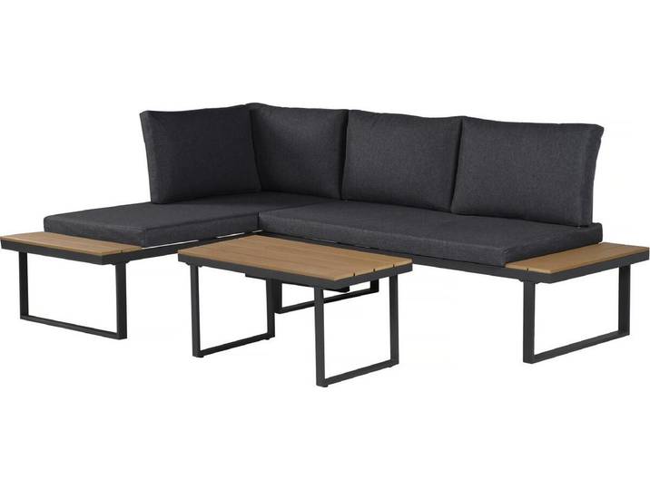 Gartenmöbel Ecksofa mit Holzimitatdekor \ Liora\ - 4 Sitzplätze - Grau