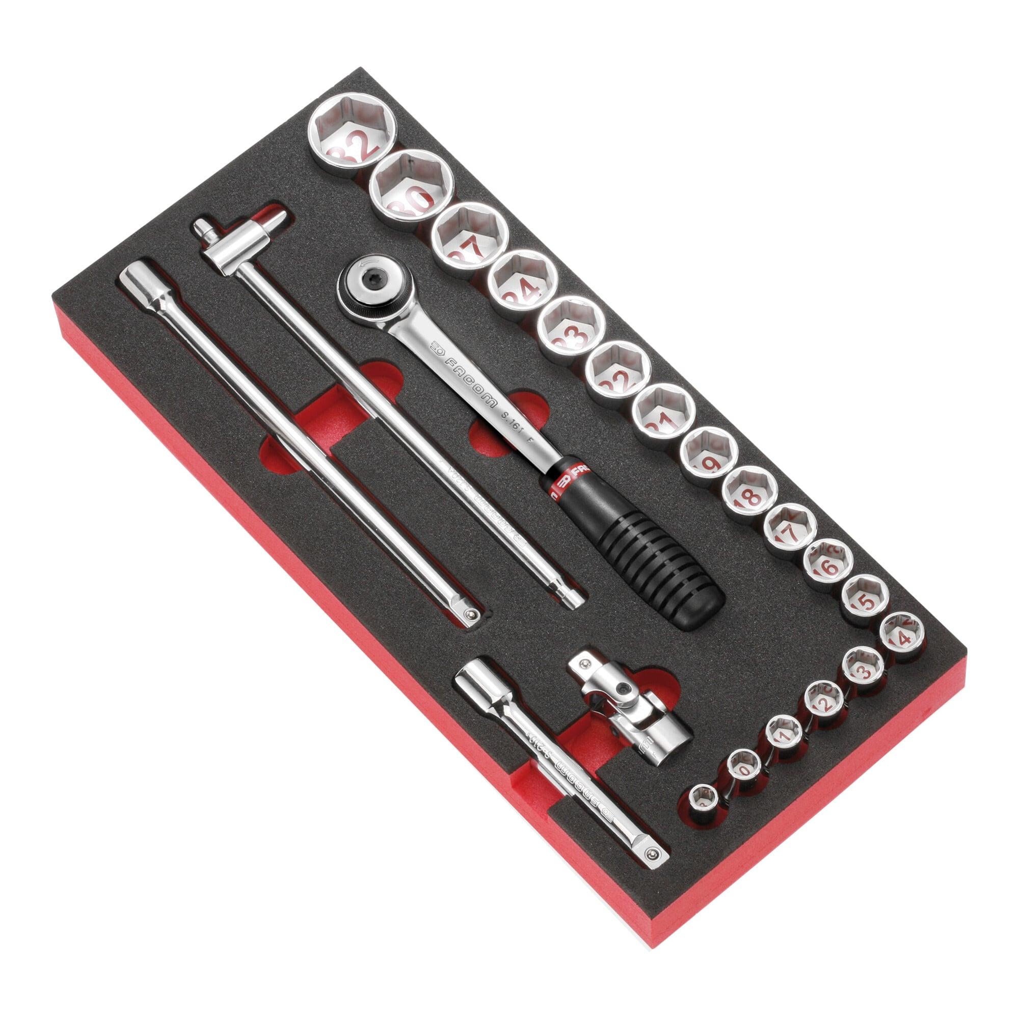 Facom Schaumstoffmodul - Serie 1/2" Antriebselemente, Steckschlüssel, Umschaltknarre 23-tlg. (MODM.S1A)