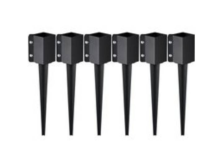 VEVOR Erdspieß für Zaunpfosten, 6er-Pack, 113 x 113 x 610 mm Außendurchmesser (Innendurchmesser 8,9 x 8,9 cm), Metall, schwarz pulverbeschichtet, Erdspieß für Briefkästen, Terrassen, Gartengeländer
