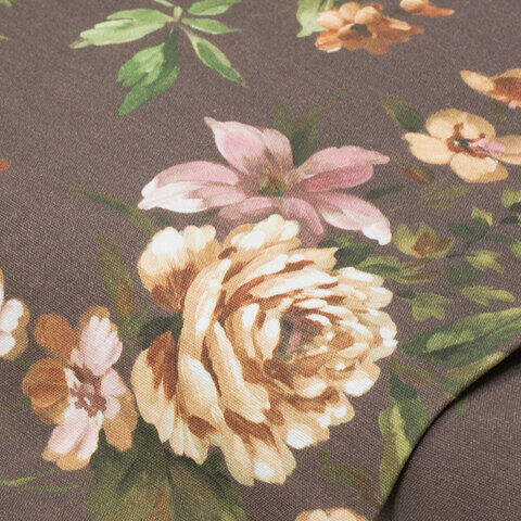 Dekostoff Aquarell-Blumen "Lorena", braun-color
