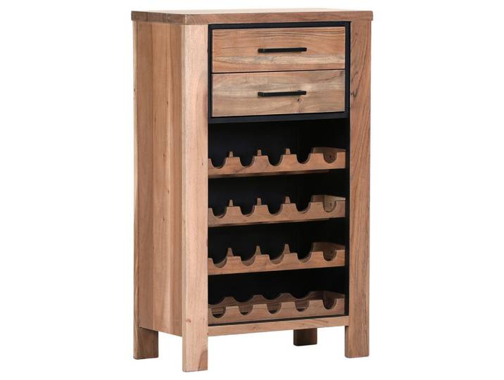Landscape Weinregal, Akazie, Holz, Akazie, massiv, 2 Schublade(n) Schubladen, 65x105x35 cm, Küchen, Küchenmöbel, Küchenregale