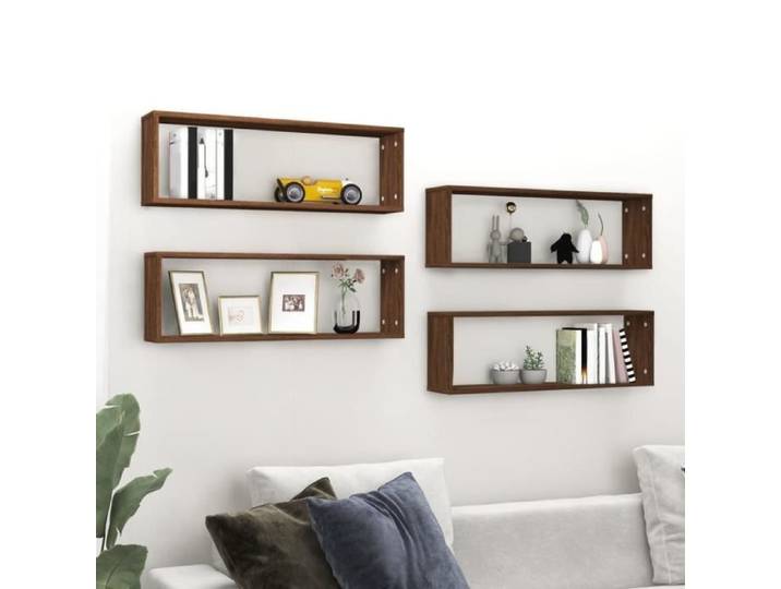 Étagère murale - MOTHINESSTO - LY2050 - Chêne marron - 4 pièces - 80x15x26 5 cm