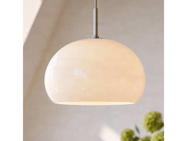 Suspension Owen, Ø 35 cm, verre, chrome/blanc - Nola - Salon / séjour - Moderne - À ampoule unique