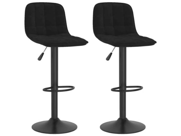 HBBMGYD Barhocker, 2 Stück, Schwarz, Samt, verstellbar und drehbar Basis aus verchromtem Stahl, integrierte Fußstütze, Gashebemechanismus, 360° drehbar, maximal 110 kg pro Sitz