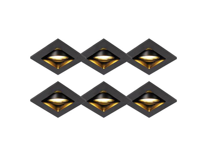 Lot de 6 spots encastrés modernes noirs orientables - Qure