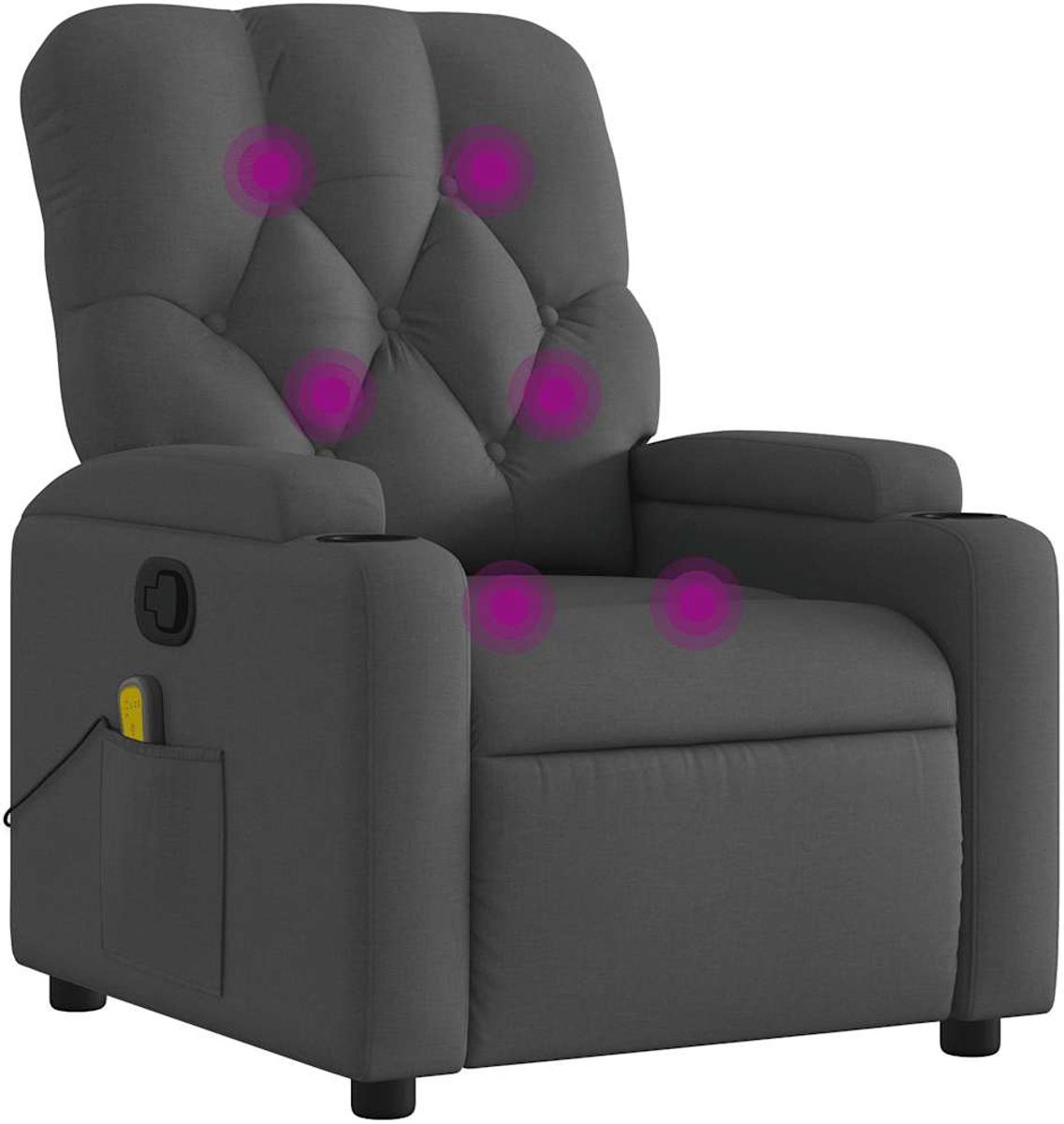 vidaXL Massagestoel voor volwassenen - verstelbare relaxrecliner - donkergrijs stof