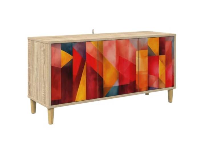HAQWRDQSG TV-Schrank Lowboard Sonoma 102x33x50 cm mit 3 Türen Vielseitige Medienkonsole mit stilvoller Musterung für Schlafzimmer und Flur, erleichtert die Bodenreinigung ungemein.