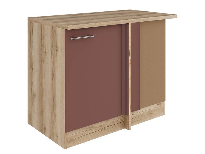 Armoire d'angle suspendue 110 x 85 x 60cm Rouge/Rouge rouille/Imitation chêne sauvage