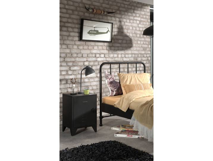 Vipack BRONXX Console de chevet au look industriel noir mat