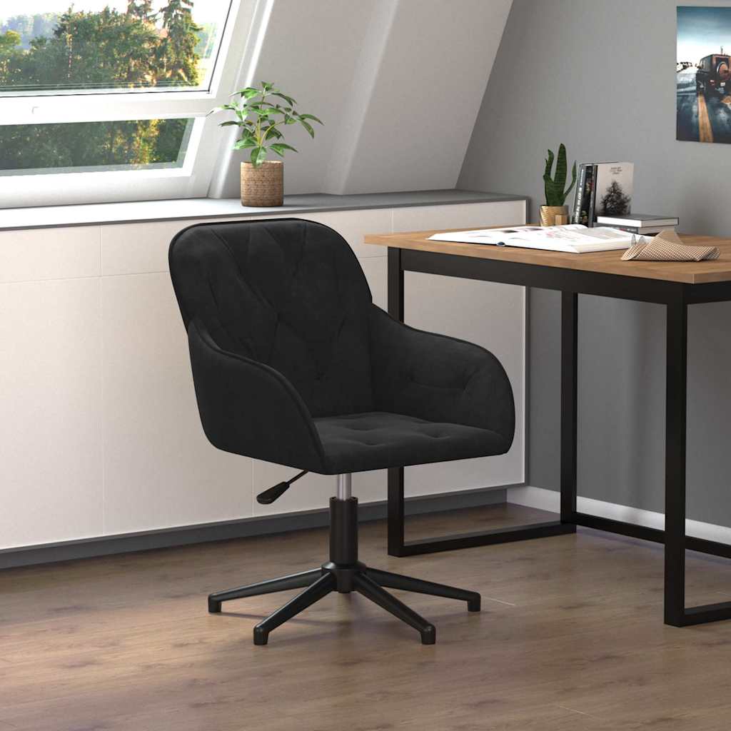 vidaXL Silla de oficina giratoria de terciopelo negro Negro