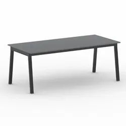 Bürotisch PRIMO BASIC, 200x90 cm, schwarzes Metallgestell, Graphit