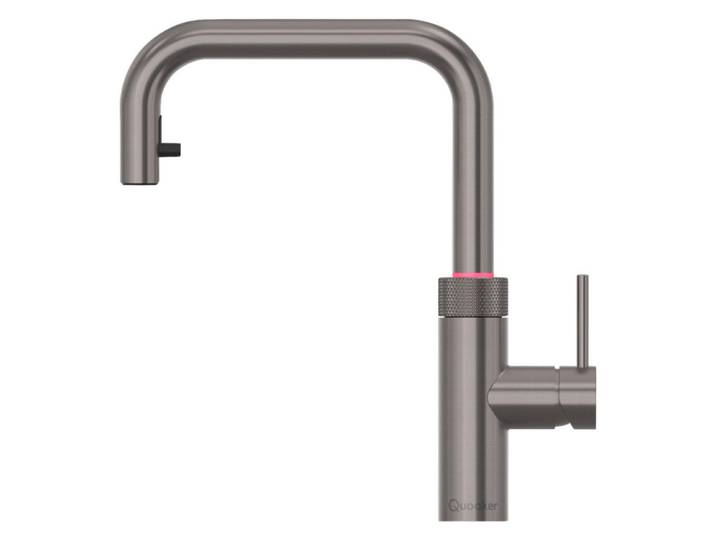 Quooker Küchenarmatur Flex Square, Graphit, Metall, 4x33x25.6 cm, Made in Europe, flexible Anschlussschläuche, herausziehbarer Auslauf, schwenkbarer Trinkwassersystem, Keramikkartusche, für kochendes Wasser geeignet, Sprudelwasser geeignet, Küchen, Küchenausstattung, Küchenarmaturen