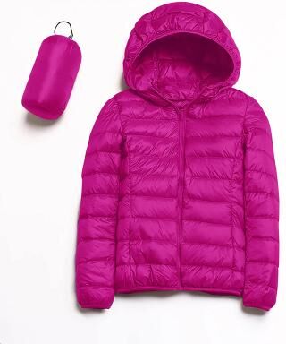 LightInthebox Women's Puffer Jacket with Hoodie Jacket Hiking Down Jacket Winter Outdoor Thermal Warm Packable Waterproof Windproof Jacket Top Full Length Visible Zipper Fishing Camping / Hiking / Caving