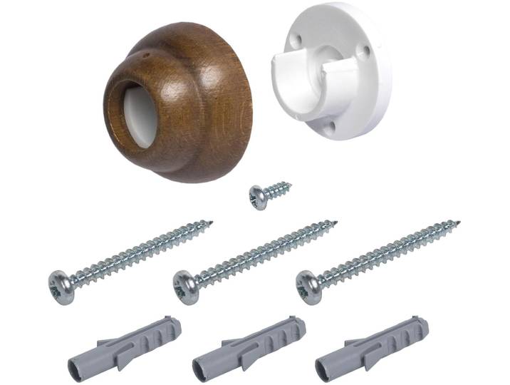 Wandträger LIEDECO Thüringen , braun (eichefarben, rustikal), Ø:2,8cm, Gardinenstangenhalterungen, Wandträger, für Gardinenstangen Ø 28 mm