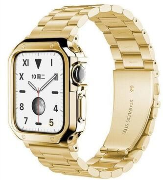 The Cart Load Watch Stainless Steel IWatch Band With Protective TPU Case gold 41mm