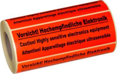 Warnetiketten, Vorsicht! Hochempfindliche Elektronik, 500 Stück
