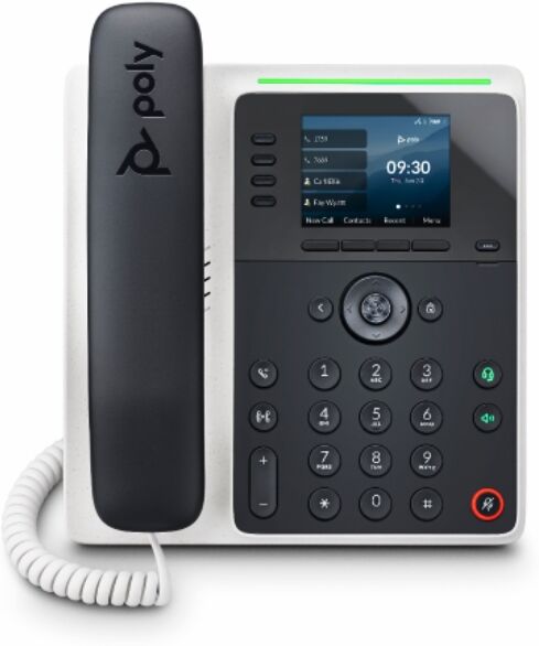 Poly Edge E220 Téléphone de bureau IP à 4 lignes riche en fonctionnalités avec connexion Bluetooth.