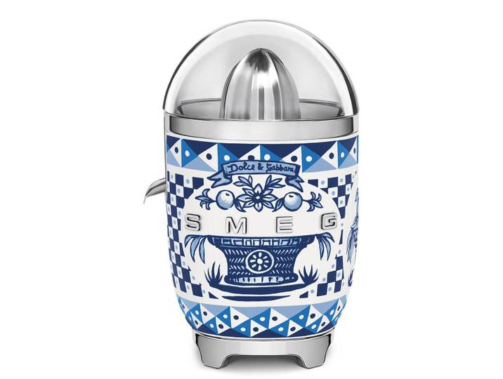 Smeg Zitronenpresse, Blau, Weiß, Metall, 16.6x28.1x16.6 cm, rutschfeste Gummifüße, Küchenzubehör, Küchenhelfer, Zitronenpressen