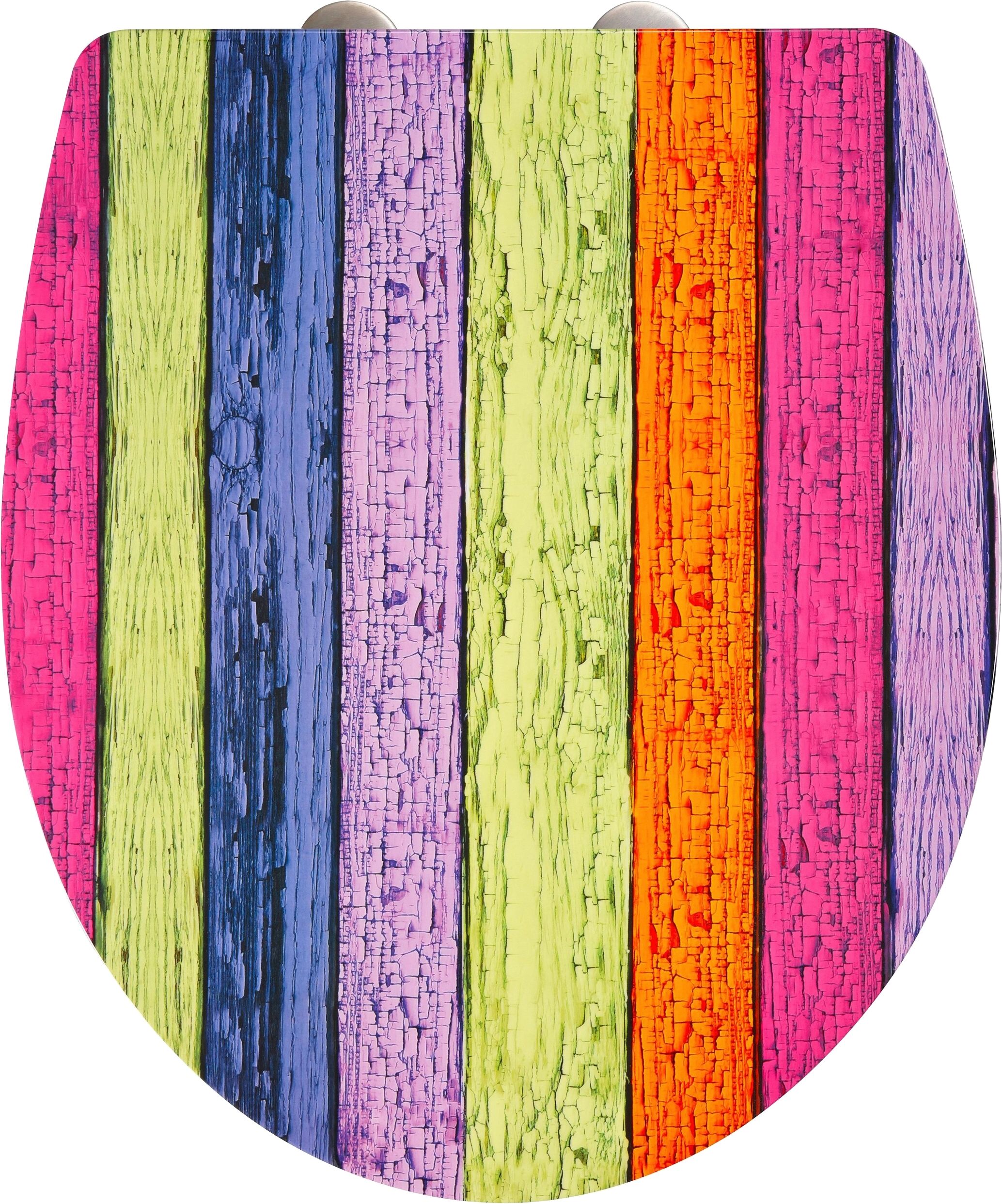 WC-Sitz ADOB "Colours", bunt (bunt, pink), B:38,5cm H:4,2cm L:45cm, Duroplast, Edelstahl, WC-Sitze, WC-Sitz, Absenkautomatik, zur Reinigung auf Knopfdruck abnehmbar bunt, pink Einheitsgröße