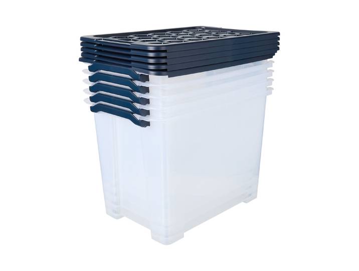 Rotho Aufbewahrungsbox mit Rädern inkl. Deckel Evo Safe 59 × 39.5 × 59 cm 65 l 5 Stück