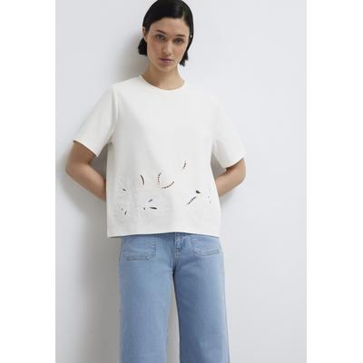 T-Shirt MAVI "SHORT SLEEVE FASHION JERSEY", Damen, Gr. M, weiß (antique weiß), 100% Baumwolle, unifarben, normal normal, Rundhals, Shirts T-Shirt, T-Shirt Fashion