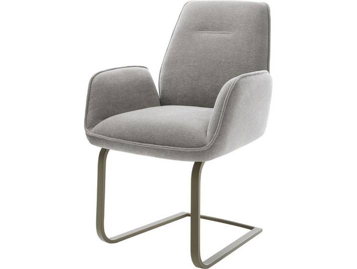 DELIFE Polsterstuhl Zoa-Flex, Freischwinger flach Effektfinish Titan Strukturstoff Soft Grau Taschen