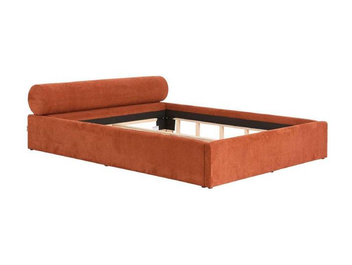 JVmoebel Polsterbett Modernes orangefarbenes Bett 160x200 mit Stoffbezug, Made in Europa