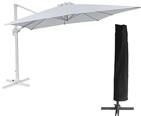 Famanu Rechteckiger Sonnenschirm mit Kurbel - Kippbar und faltbar für optimalen Schatten
