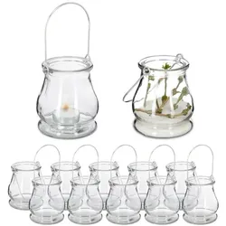 Relaxdays 48 x Transparentes Windlicht Silber,Transparent