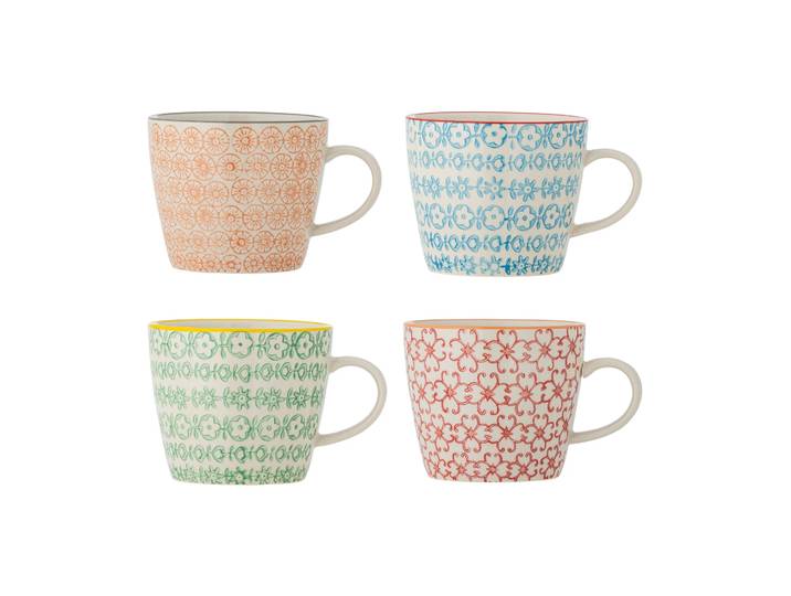 Bloomingville Mug Carla, Multicolore, lot de 4