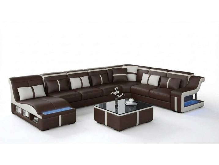 JVmoebel Wohnlandschaft Elegantes Ledersofa in U-Form mit USB-Schnittstelle, Made in Europa