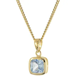 trendor 21893 Damen-Kette 925 Silber Vergoldet mit Aquamarin-Anhänger, 45 cm