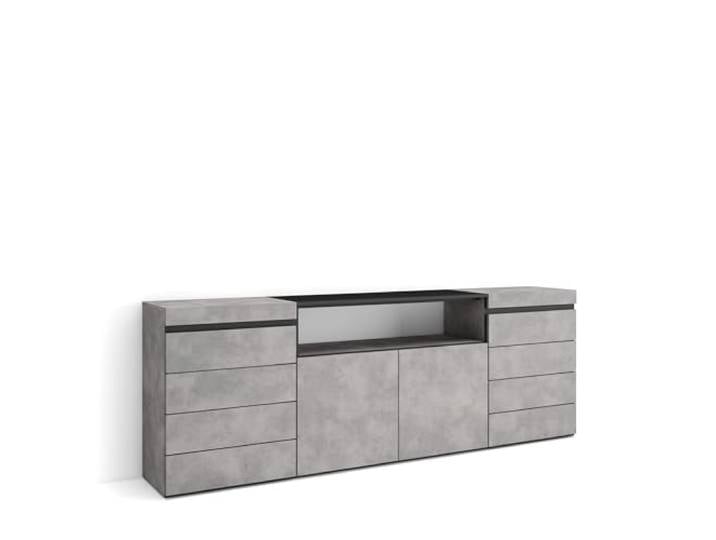 Skraut Home Kommode mit Schubladen Aufbewahrungsschrank 214x75x35 cm Für Schlafzimmer, Zimmer Sideboard, Schrank Moderner Stil Zement