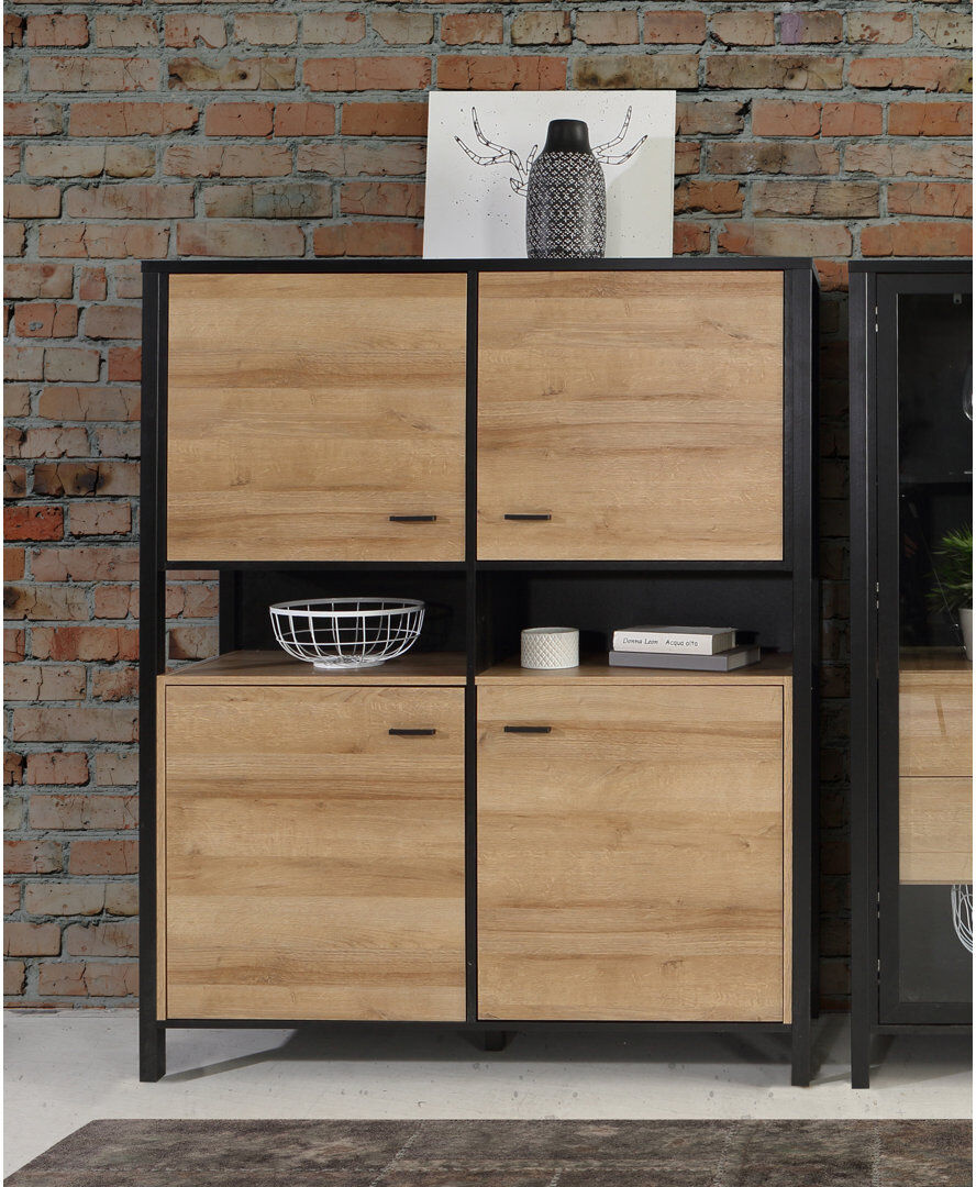 Mercury Lorrayne 4 - Door Standard Accent Cabinet Riviera Oak 152.3cm H X 121.3cm W X 40.2cm D
