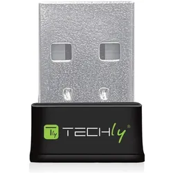 Techly 109252 Mini bezprzewodowa karta sieciowa USB Wi-Fi Dual Band 2.4/5GHz AC600 (USB), Netzwerk Adapter, Schwarz