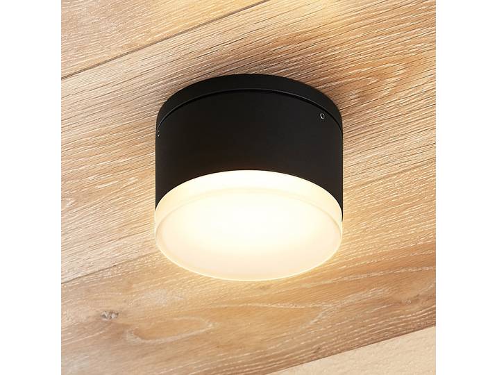 Mathea Round LED buiten plafondlamp, donkergrijs - Lindby - Modern - Metaal - Rond