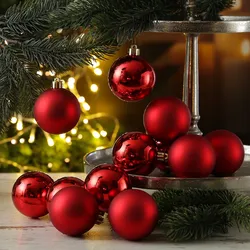 MARELIDA Christbaumkugeln Weihnachtskugeln bruchfest 6cm glänzend matt rot 12er Set