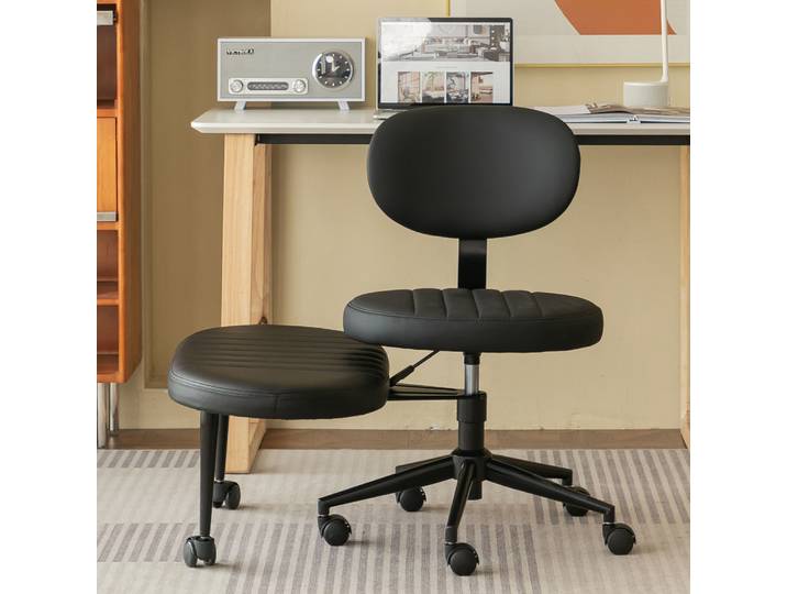 Chaise De Bureau En Velours\, Hauteur Réglable\, Repose-pieds Rotatif\, Noire Havrya