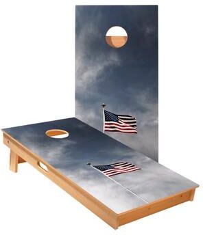 Skip's Garage American Flag Pole Cornhole Boards