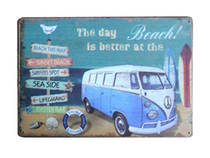 Plaque publicitaire Van - The day is better at the beach