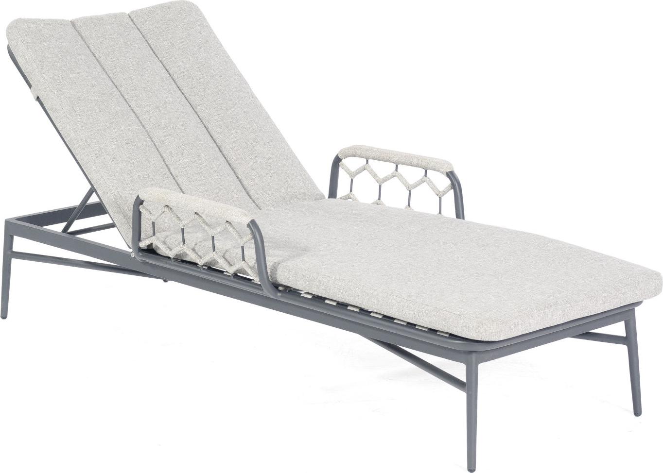 Sonnenpartner Yale Lounge-Liege Gartenliege Sonnenliege mit Polyrope silbergrau
